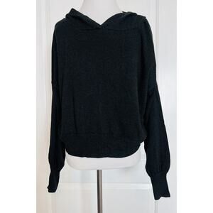 SPIRITUAL GANGSTER Heather Black Sweater Knit Cropped Hoodie Sweatshirt M Top